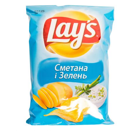 Чипсы картофельные "Lay's" со вкусом сметаны и зелени Чипсы картофельные "Lay's" со вкусом сметаны и зелени