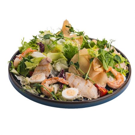 Дабл Цезарь с курицей и креветками (355г) Дабл Цезарь с курицей и креветками (355г)